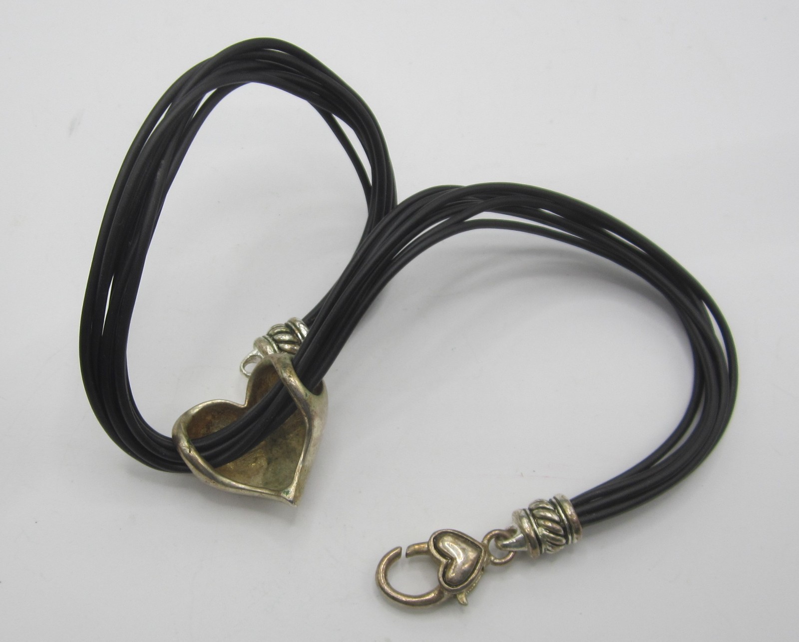 Large Silver Heart on Faux leather Choker, Necklace, Jewelry