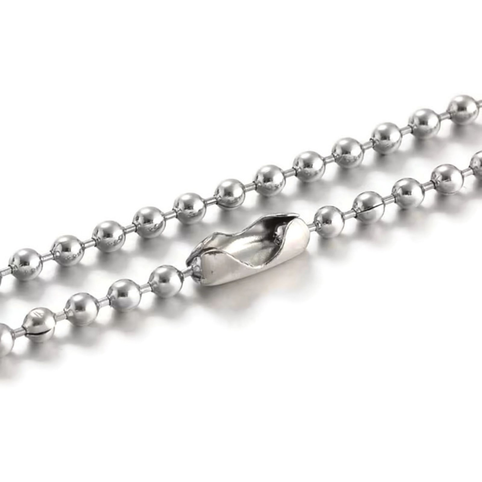 PREMIUM STAINLESS STEEL SILVER BALL CHAIN NECKLACE 16″ in. – 30″ in. (2.4mm)