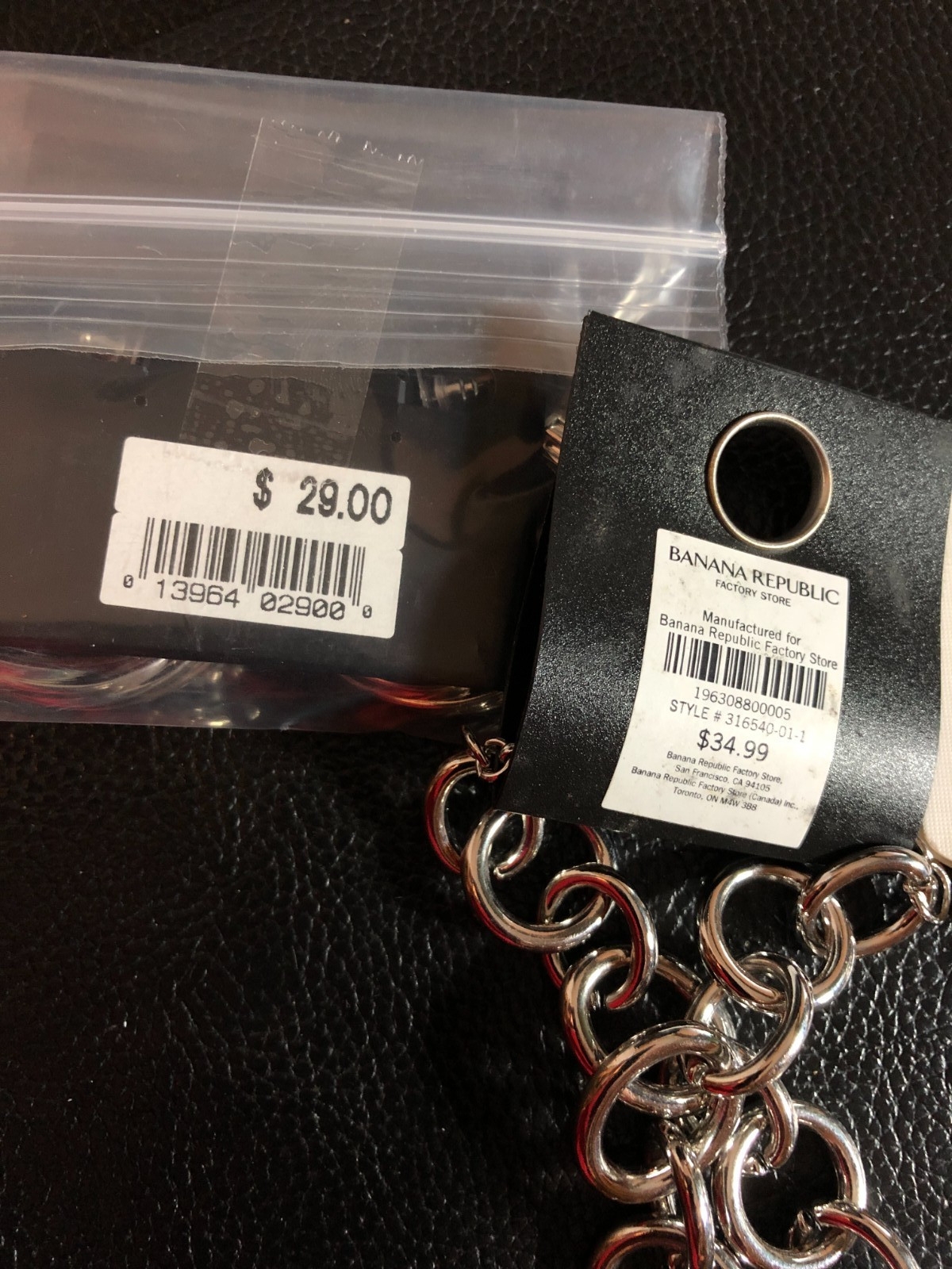 BANANA REPUBLIC Silver Rolo Chunky Chain Necklace +Hoop Earrings Bracelet 8572