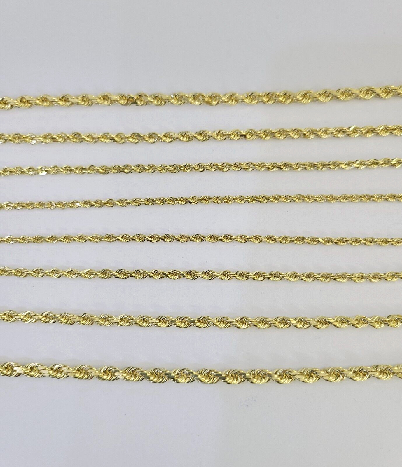 Real 14k Gold Rope Chain Necklace 2mm 2.5mm 3mm 4mm Yellow 14kt Men Women