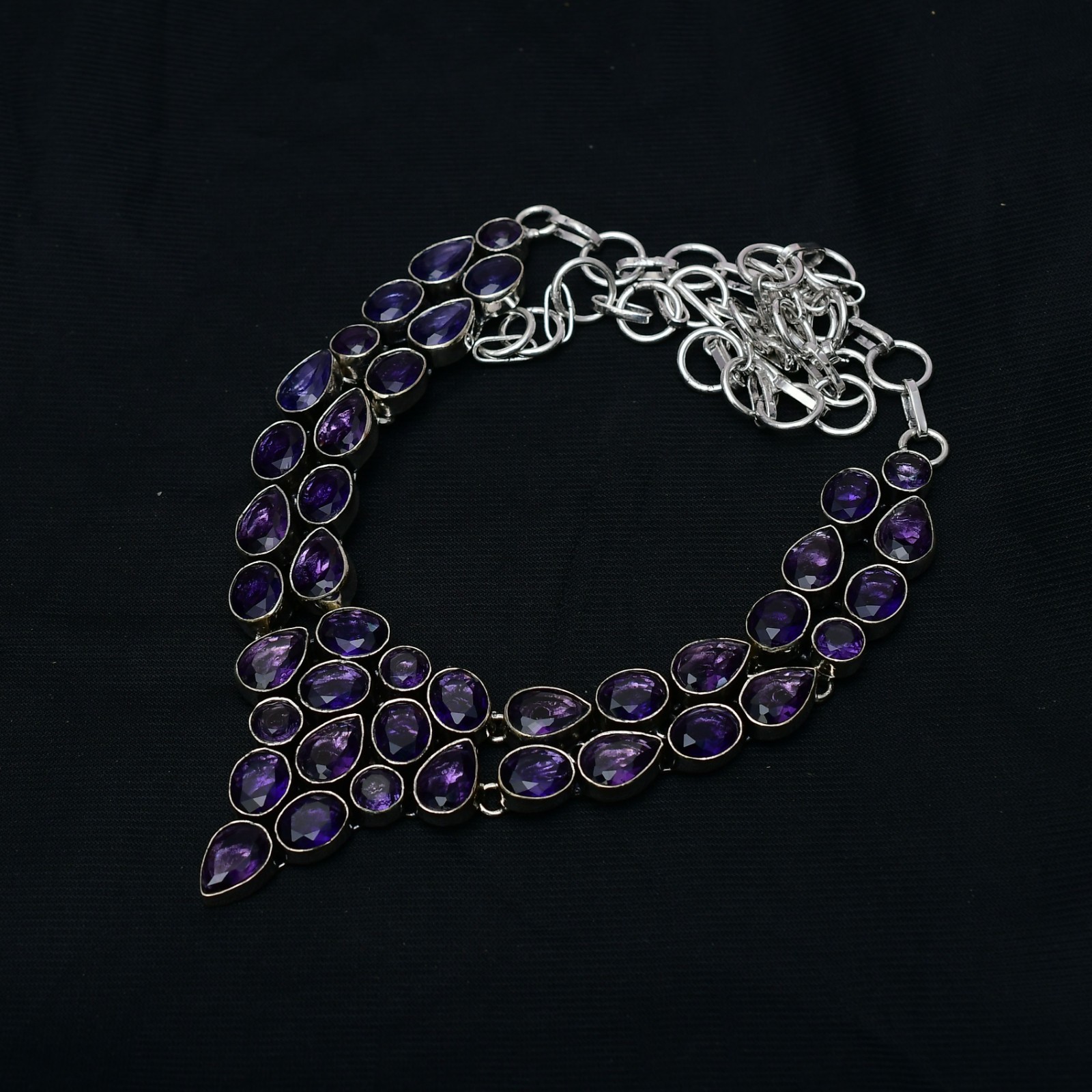 Amethyst Gemstone 925 Sterling Silver Handmade Jewelry Necklace -16-18″
