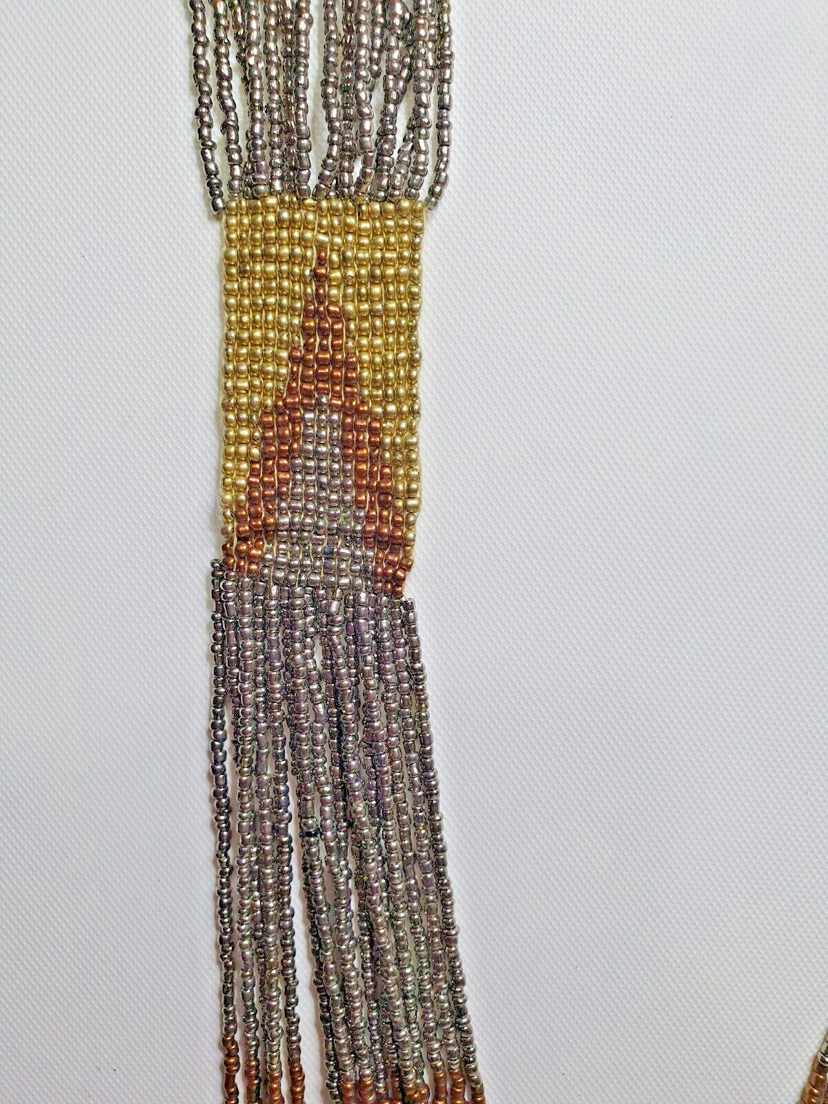 South Western Style Seed Bead Multi Strand None Metal Tribal Ethnic Necklace