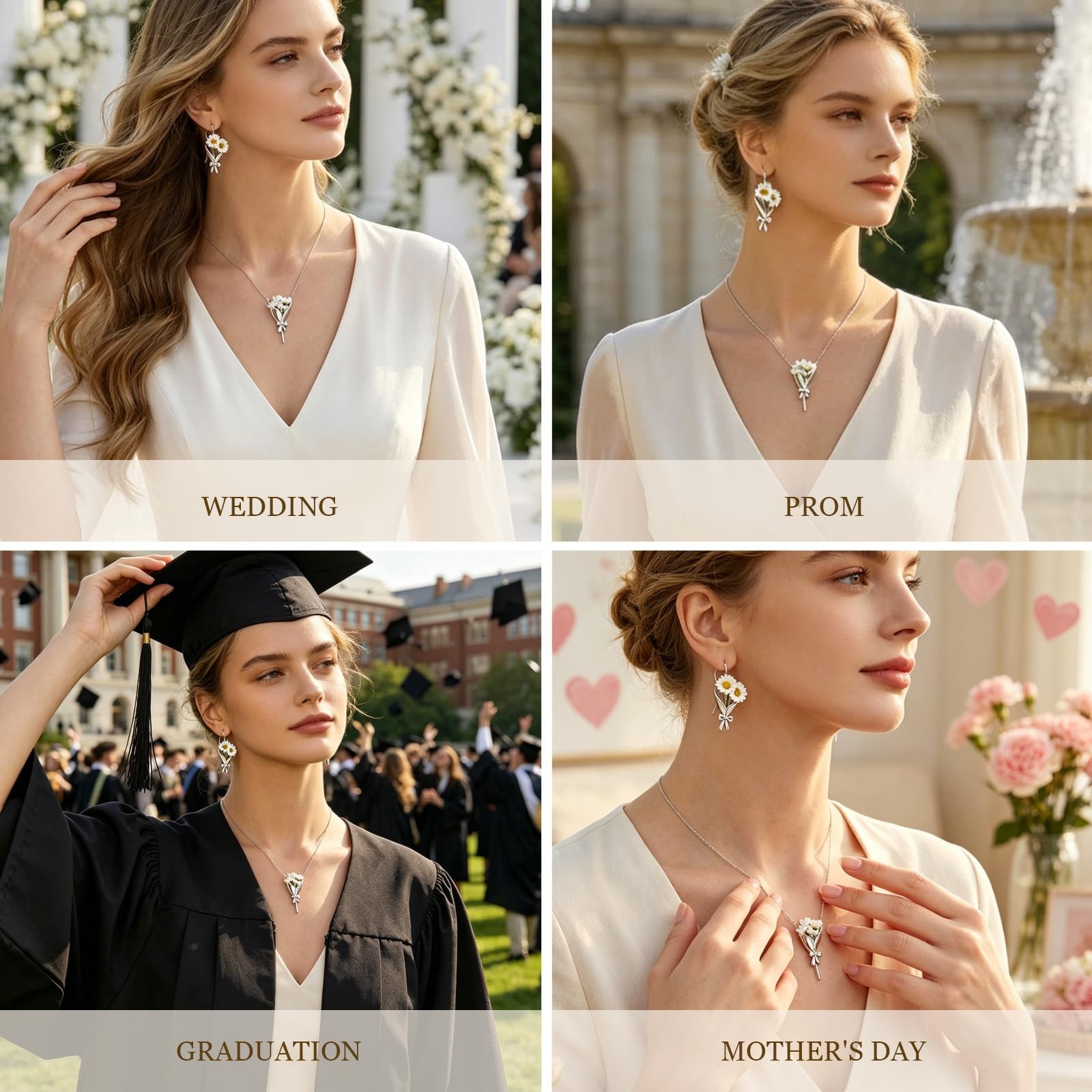 Floral Vase Pendant Necklace for Women – Flower Holder Jewelry for Prom, Wedding