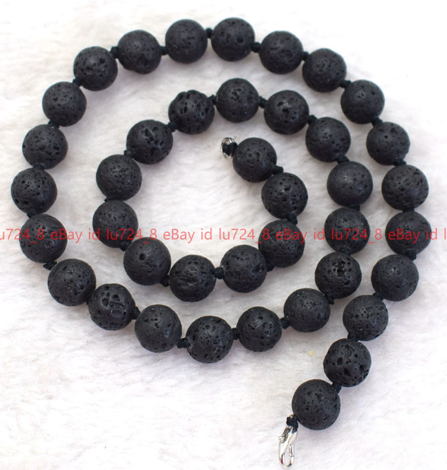 Fashion Jewelry 10mm Natural Black Lava Rock Gemstone Round Beads Necklace