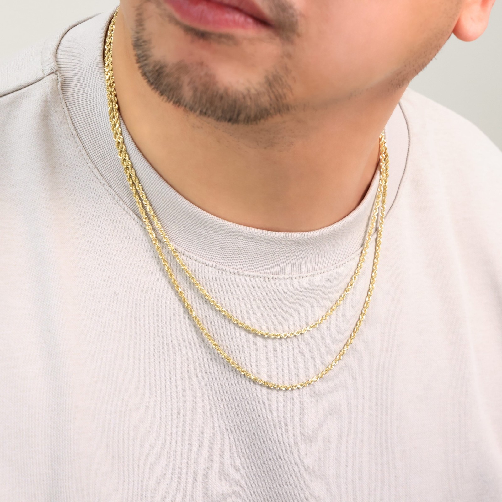 18K Yellow Gold Solid Mens 2.5mm Diamond Cut Rope Chain Italian Necklace 24″