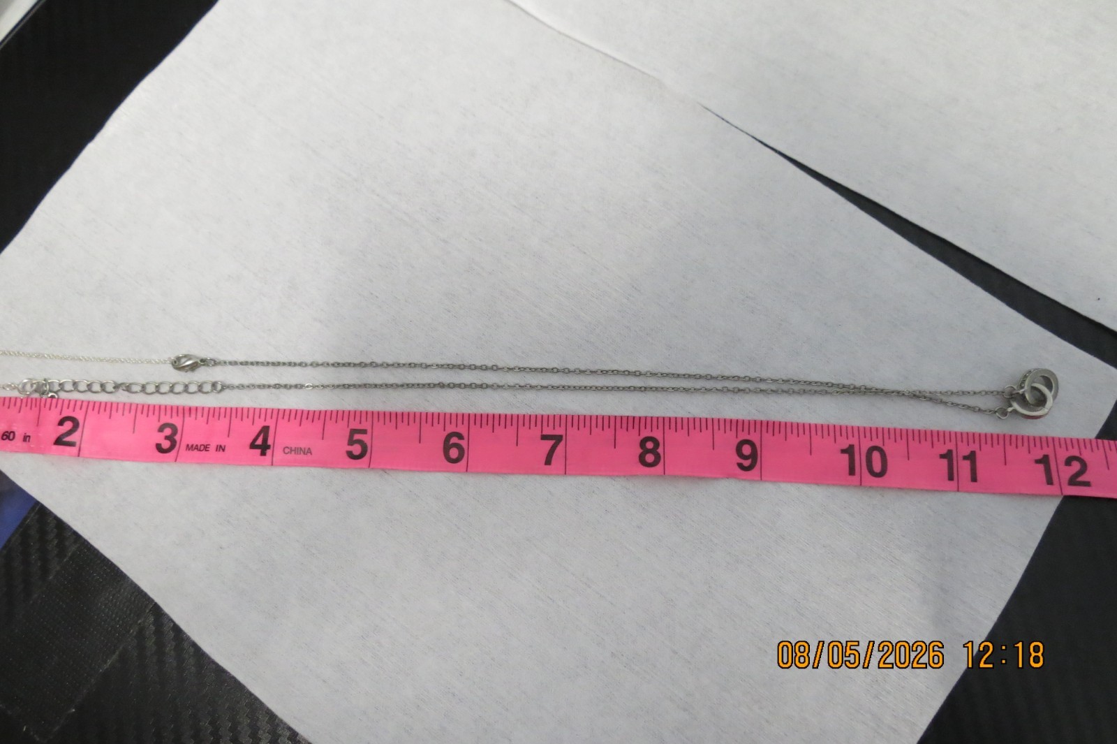 Interlocking 10inch Double Circle pendant necklace with extender 12 inches