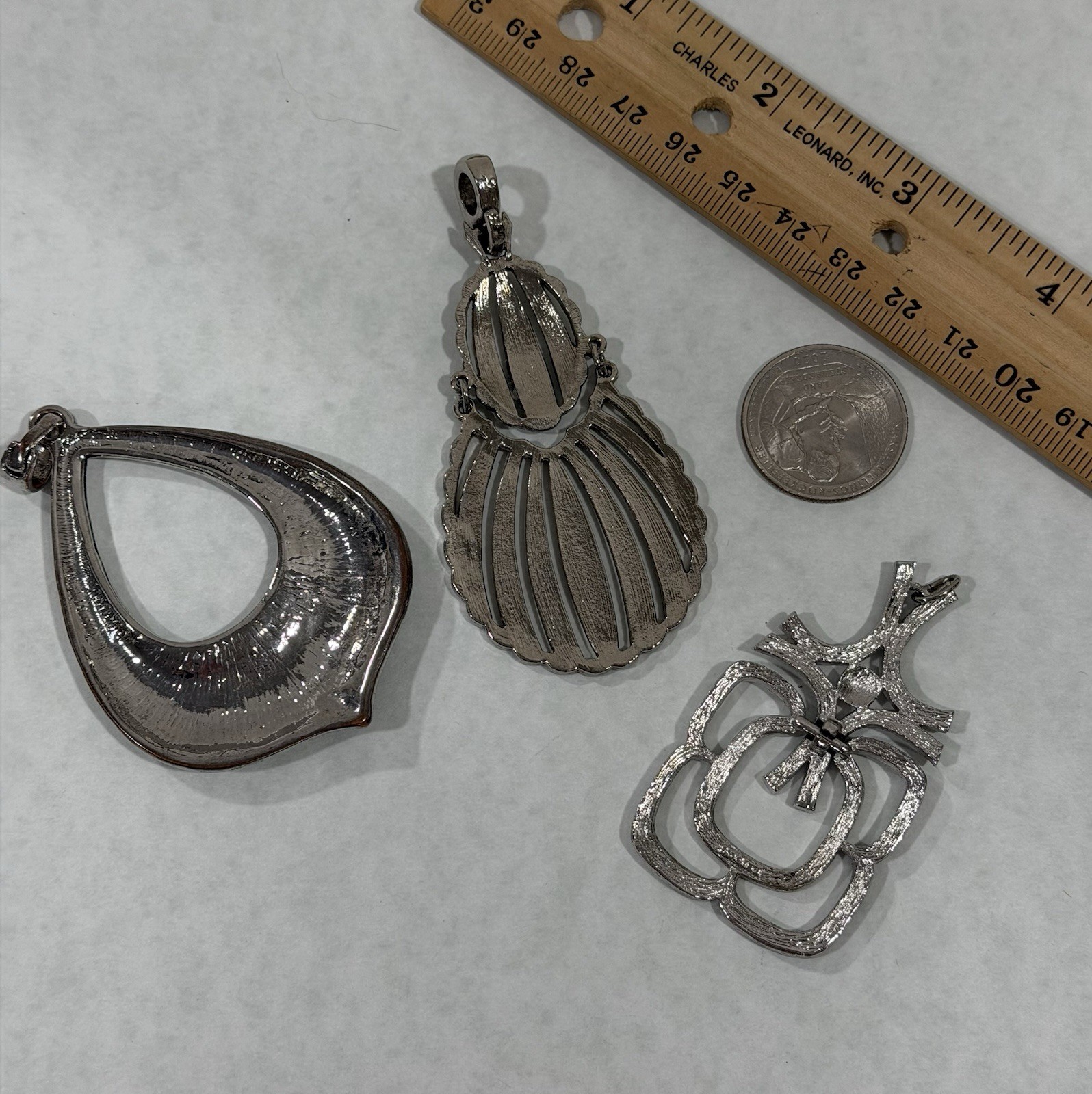 Vintage Silver Tone Pendant Lot of 3 Individual Medium Size Boho Chic Style