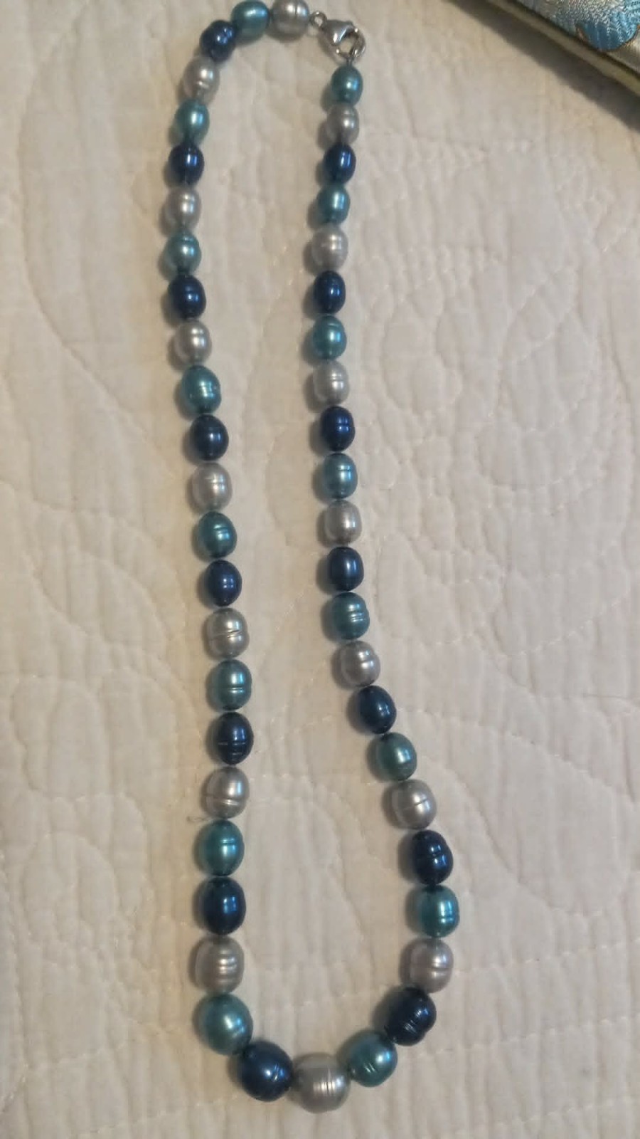 HONORA 18” Blue , Gray 7-8mm Cultured Pearl Necklace with .925 Silver Clasp