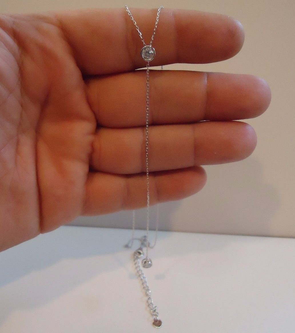 925 STERLING SILVER SINGLE STONE NECKLACE PENDANT W/ 1.50 CT LAB DIAMONDS
