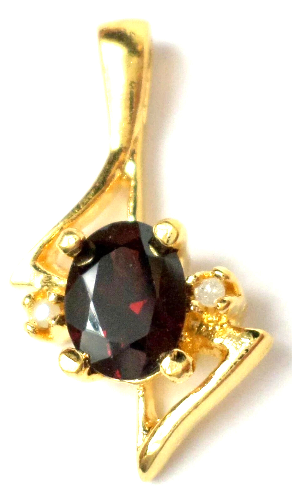 Vintage Lindenwold Fine Jewelers Gold Dark Red Garnet Pendant 16″ Chain Necklace
