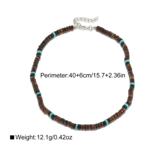 Men’s African Necklace African Beaded Coconut Shell Jewelry Surfer Necklace Gift