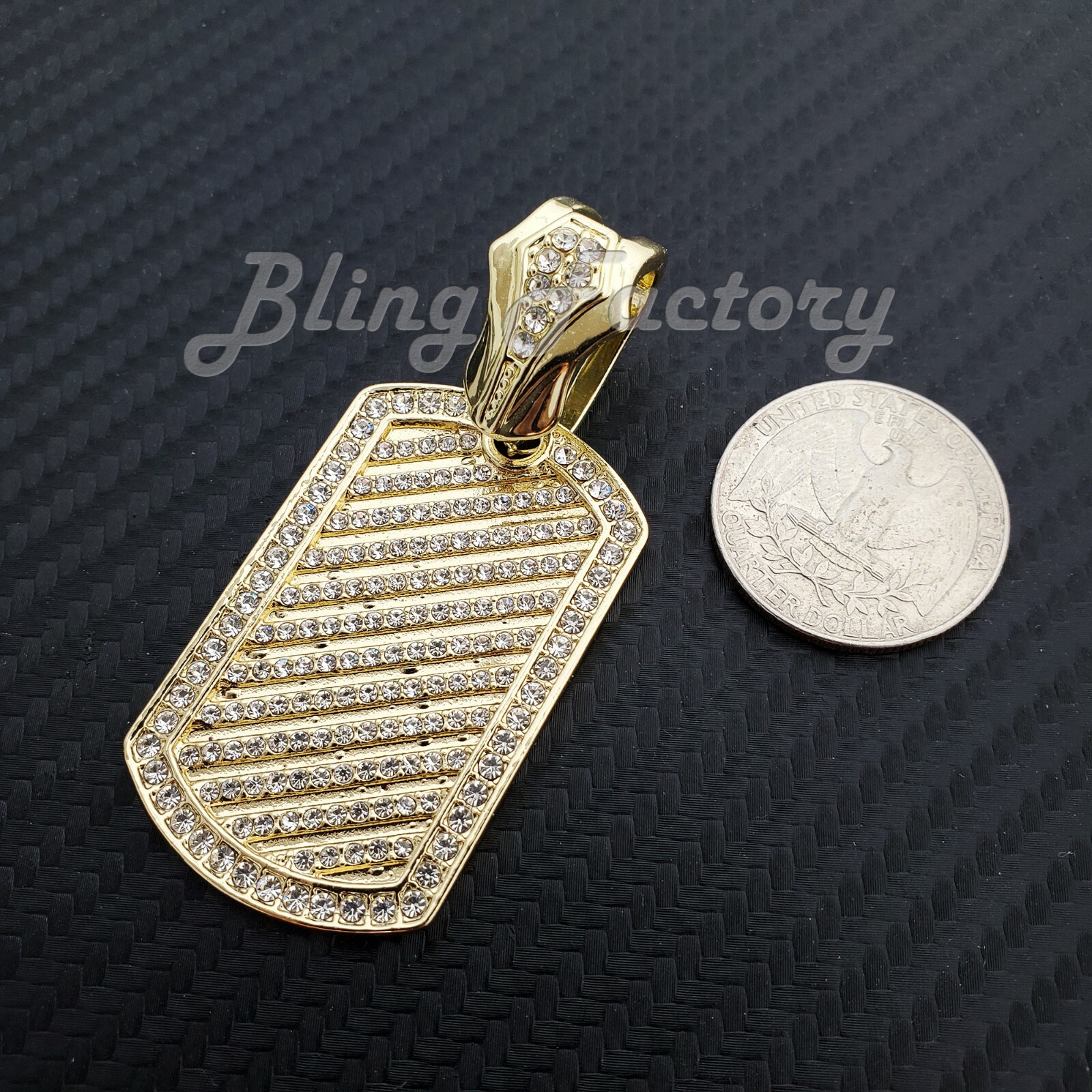 Hip Hop Iced Gold Silver Dog Tag pendant 8mm 24″ Thick Rope Chain Bling Necklace