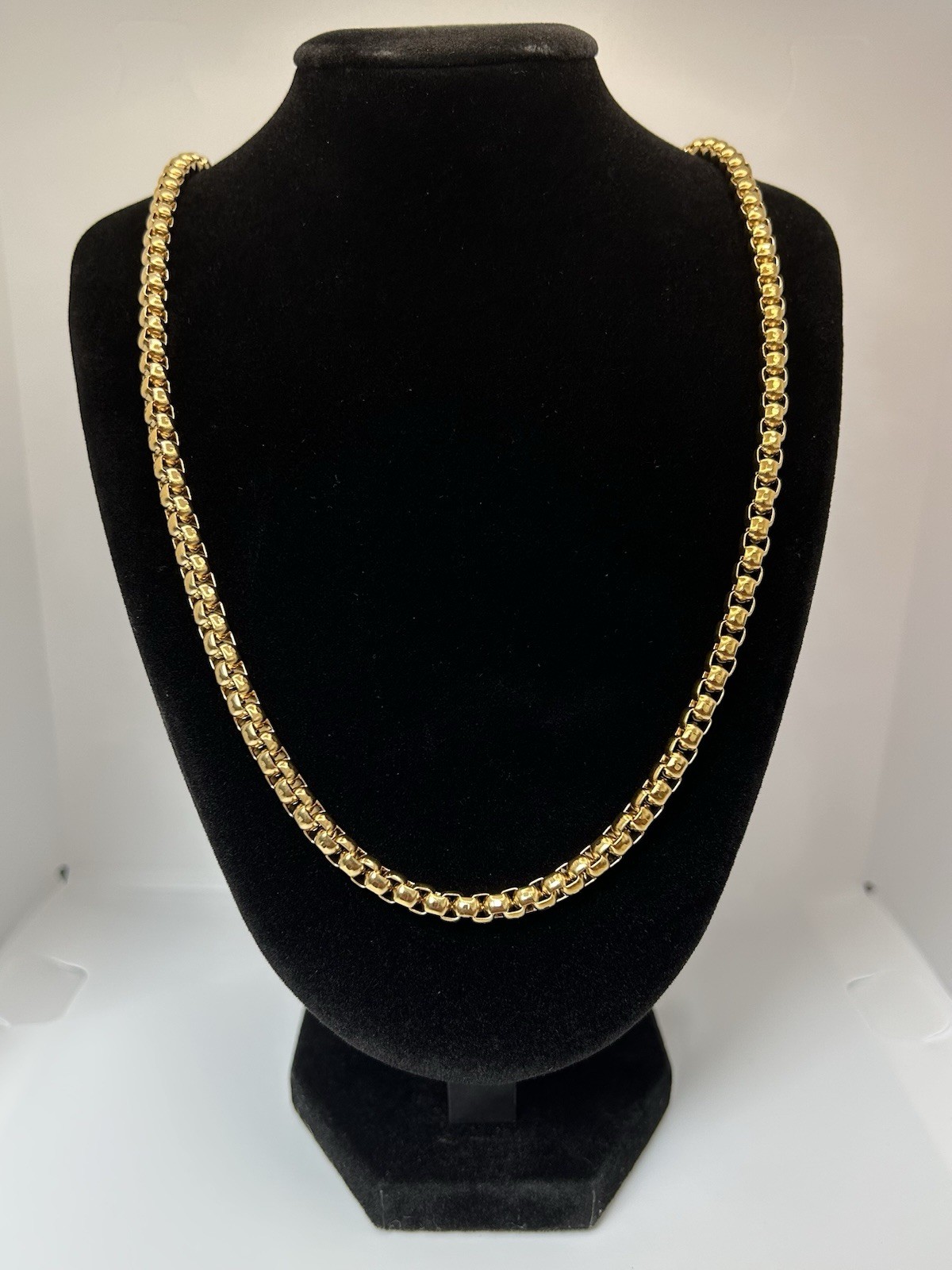 Premium 18K Layered 60cm (24’) Long Venetian Box Chain Necklace 4mm Wide Links