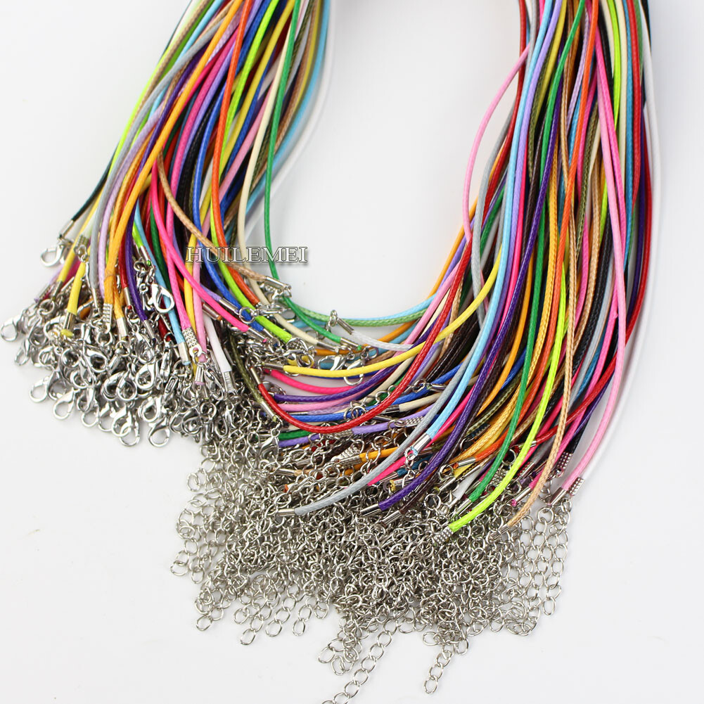 Wholesale 100pcs Waxed Cotton Necklace Cord 1.5mm / 2mm 18″ For Pendant Necklace