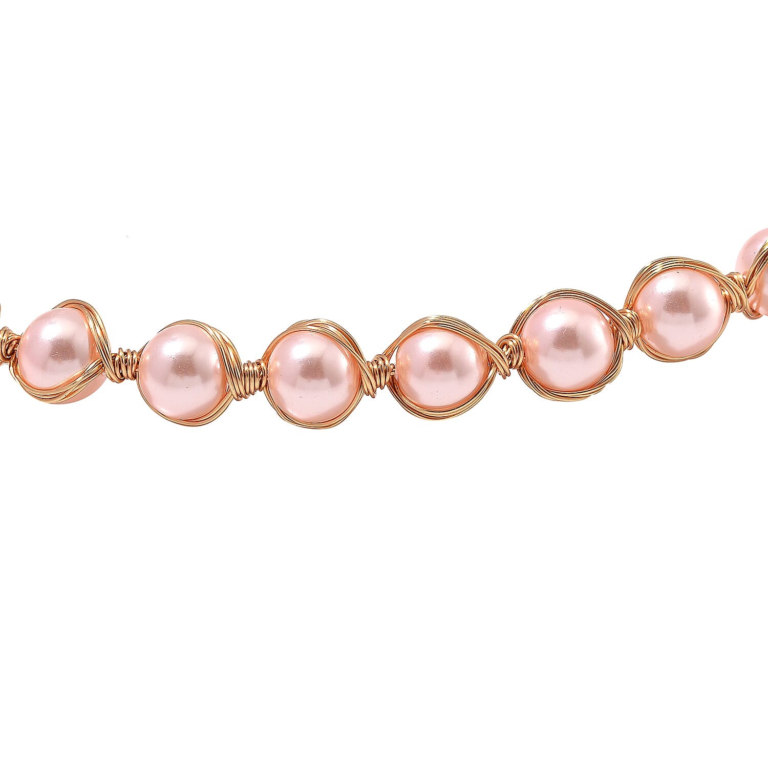 Peach Shell Pearl Chocker Necklace in Goldtone 16-20 Inches