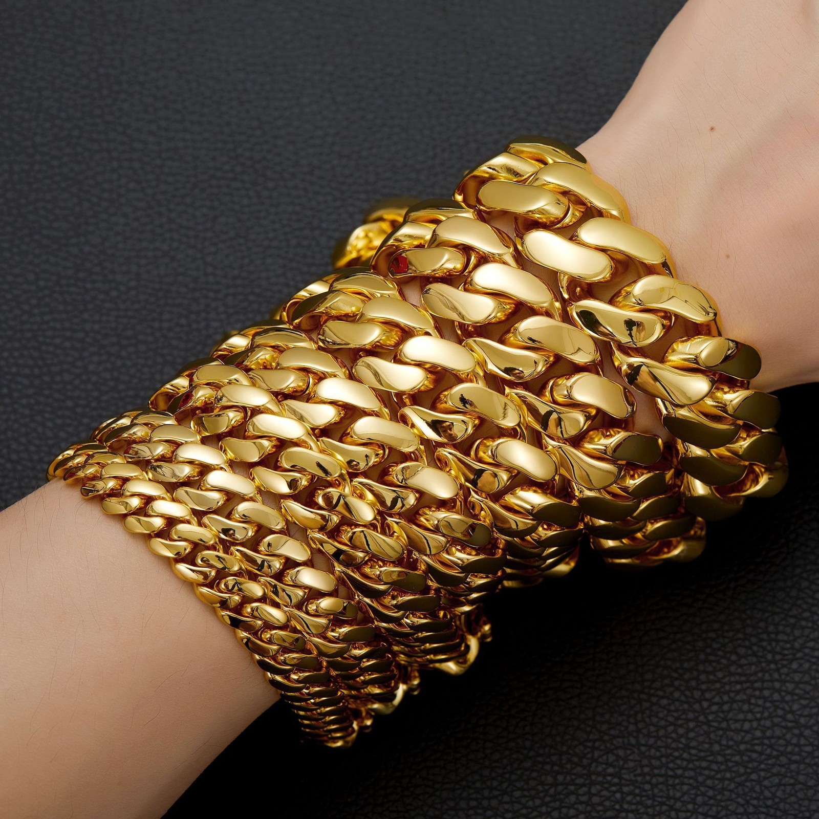 10mm-22mm Stainless Steel Miami Cuban Chain Necklace Bracelet 18K Gold Plated
