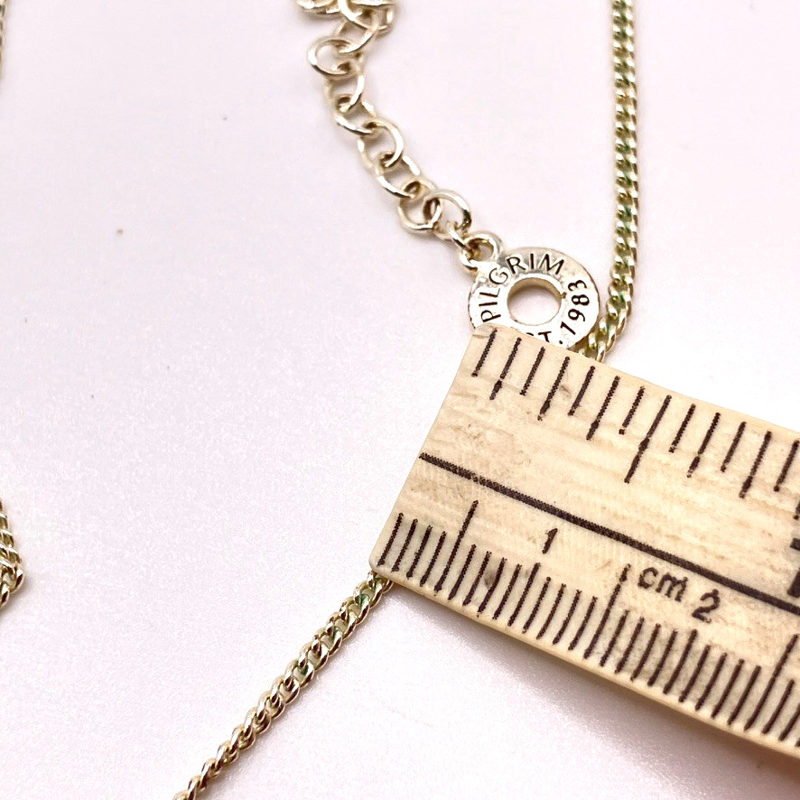 Pilgrim pendant charm necklace silver tone metal 46cm adjustable sparkly Danish