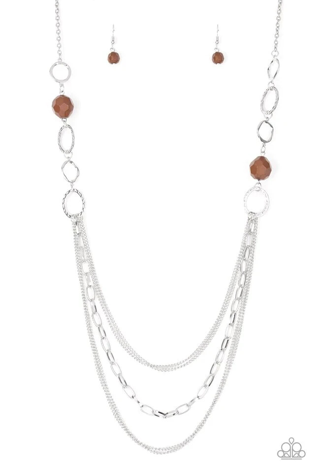 Paparazzi Necklace- Margarita Masquerades- Brown Bead- Long- Statement