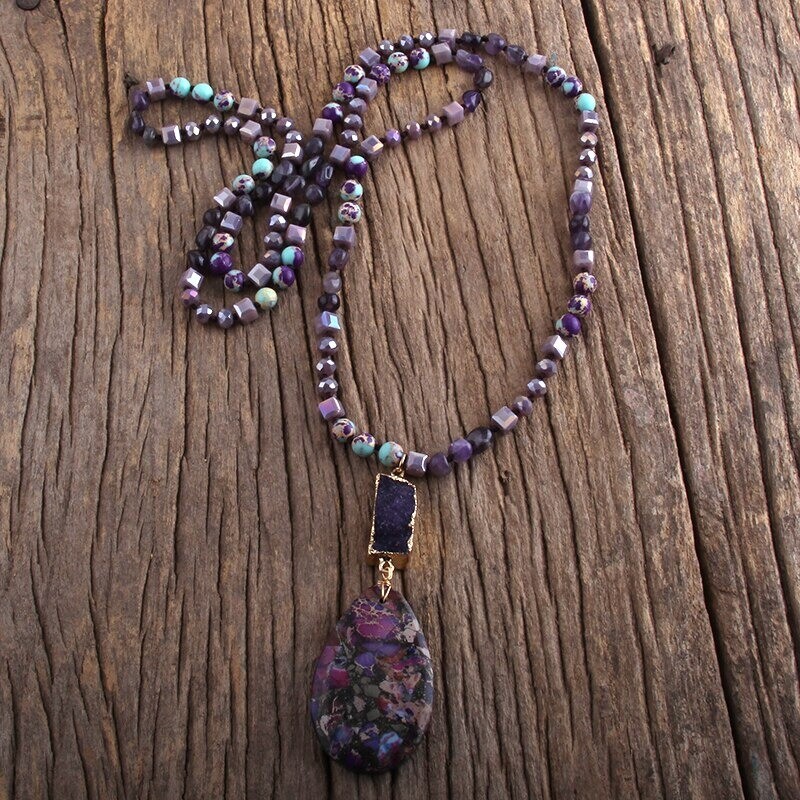 Fashion Jewelry Natural Random Shape Stones Semi Precious Pendant Necklaces