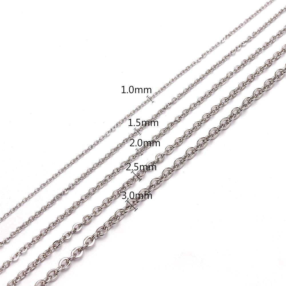 33 Feet Stainless Steel Flat Cable Chains Link Spool Bulk With 20 Lobster Clasps