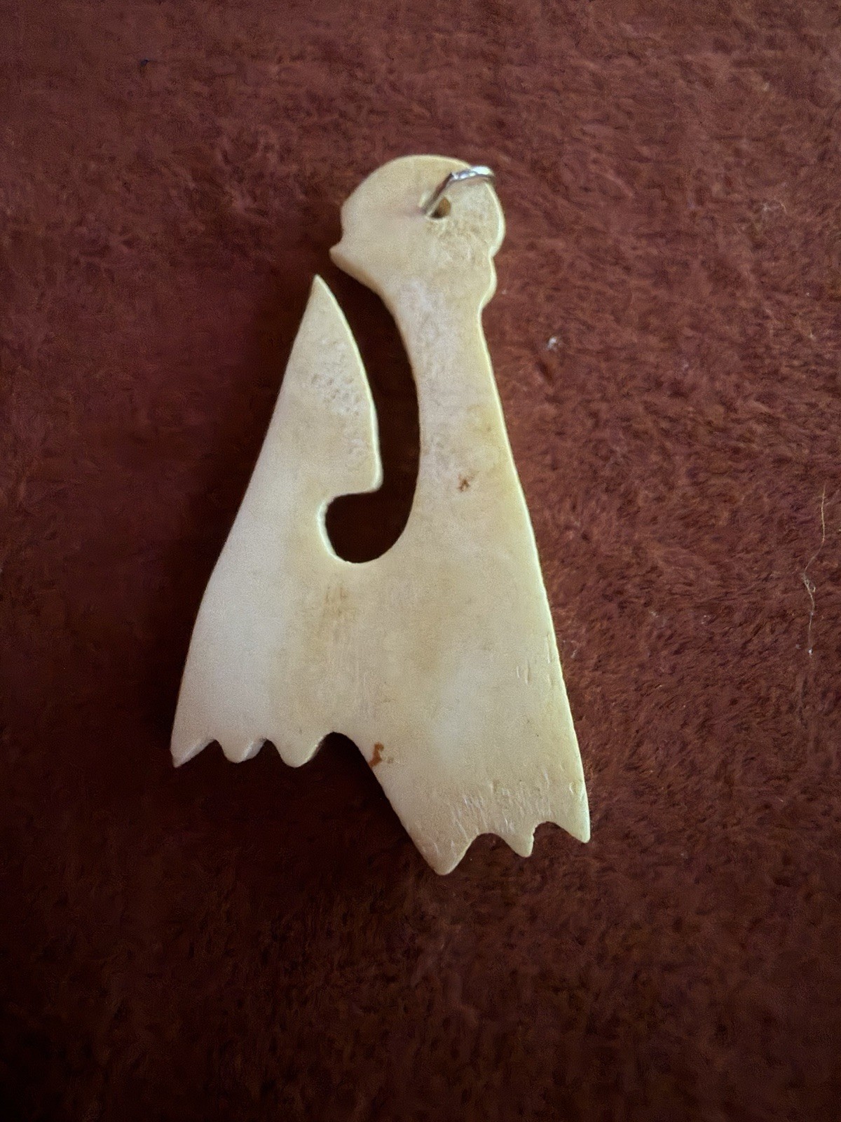 Māori Bison Bone Animal Charm Pendant, Carved, Top Hole, Undated Era- Vintage