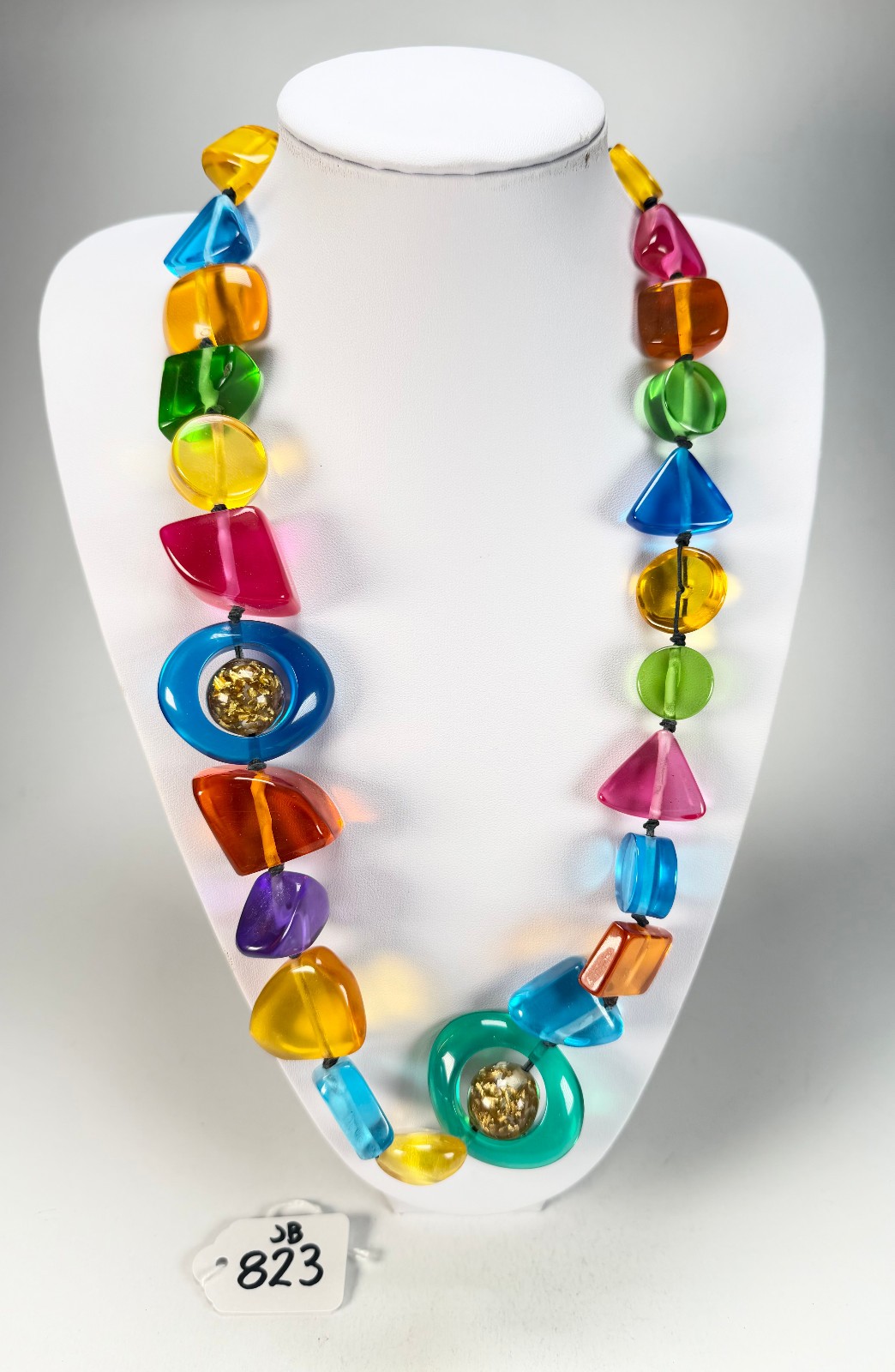 Jackie Brazil “Indiana” Transparent Carnaval Mix Multi-Bead Resin 70cm Necklace