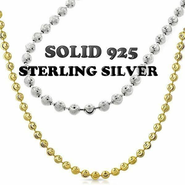 Cadena Ball Moon Plata 925 Sólida con Baño de Oro 14k para Hombre y Mujer