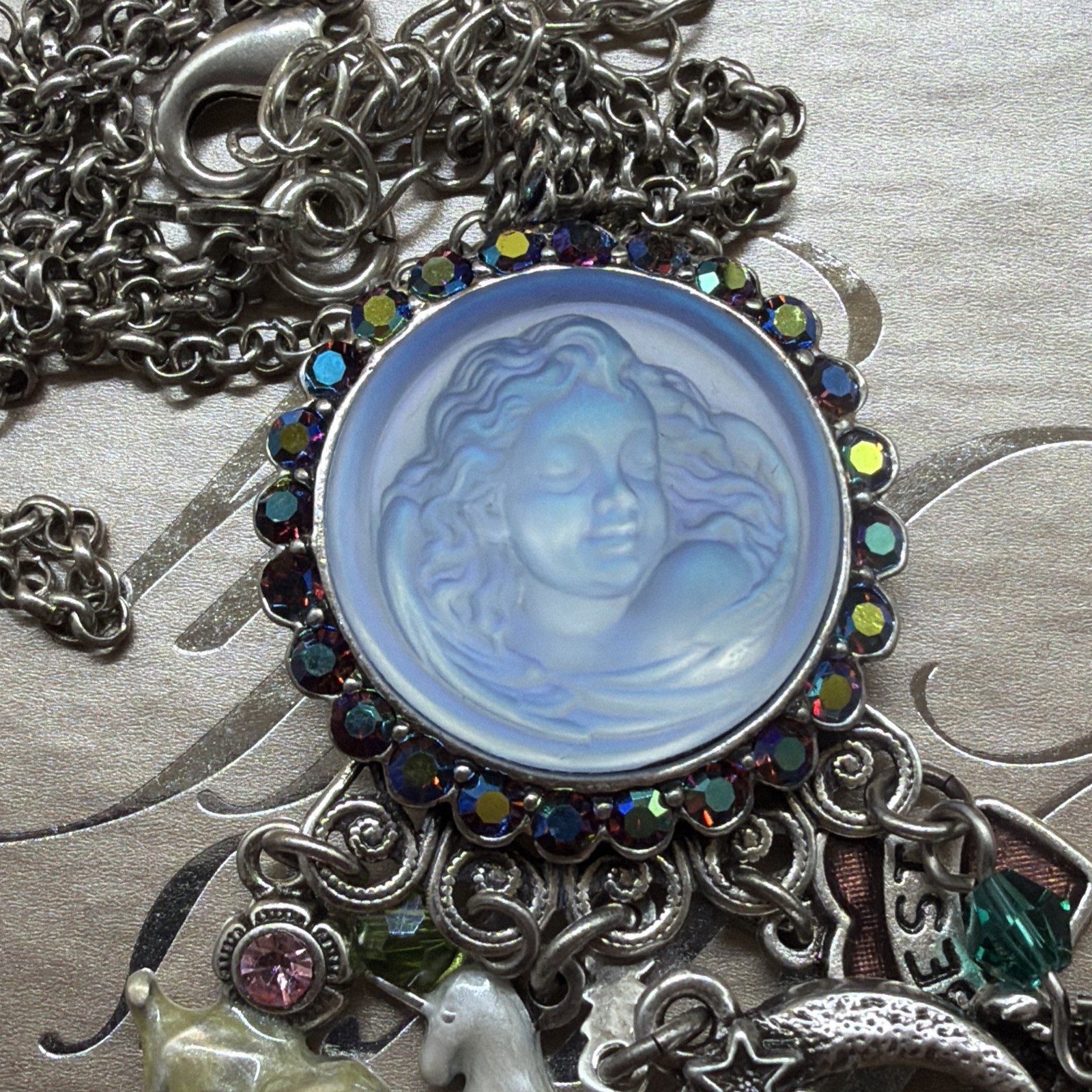 BEAUTIFUL Kirk’s Folly Rainbow Bridge Dream Angel Drop Necklace W/Box! 17-20”!