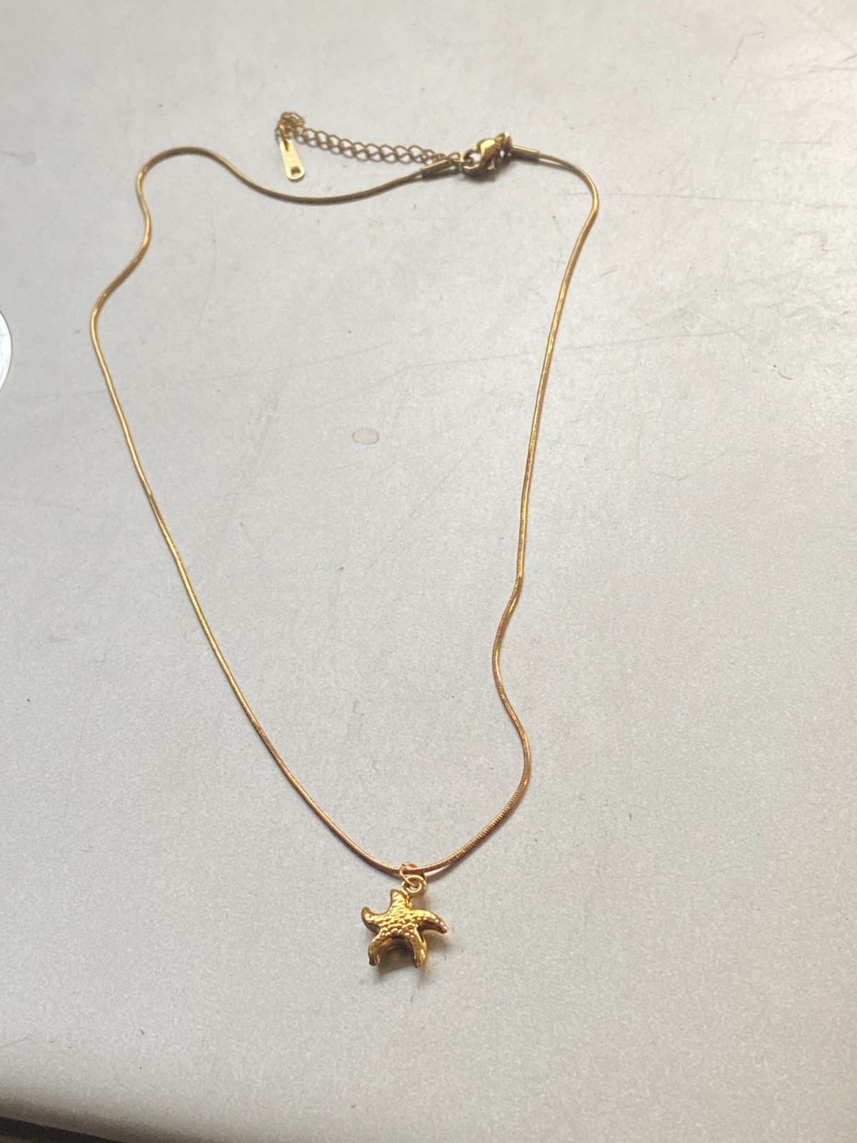 Gold Brass Starfish Necklace | Minimalist Sea Starfish Charm Pendant Necklace