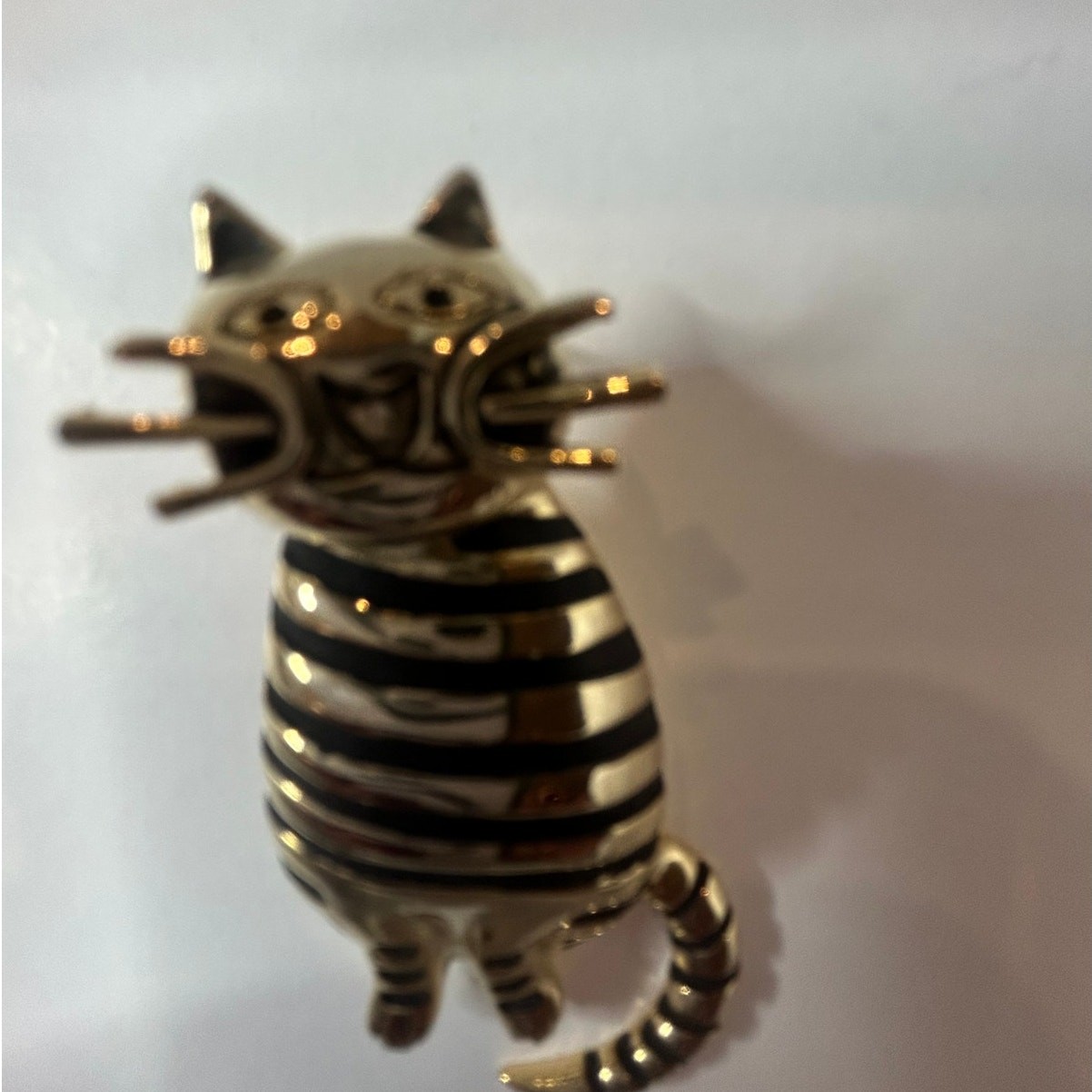 Vintage tabby cat pendant with black stripes retro whimsical