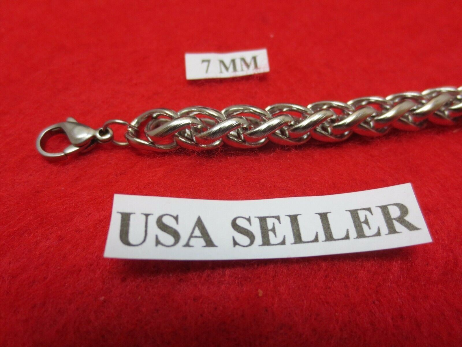 28 INCH STAINLESS STEEL SILVER 7MM WHEAT ROPE CHAIN NECKLACE
