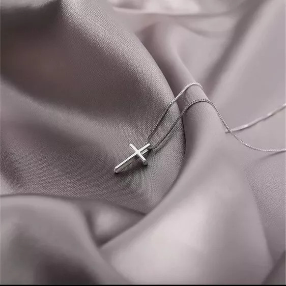 Cross Pendant Necklace Sterling Silver Plated