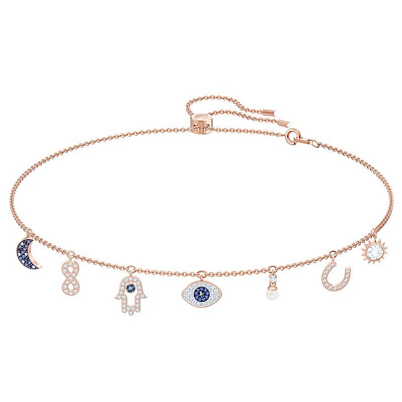 Swarovski crystal clavicle-the devil’s eye lucky palm necklace