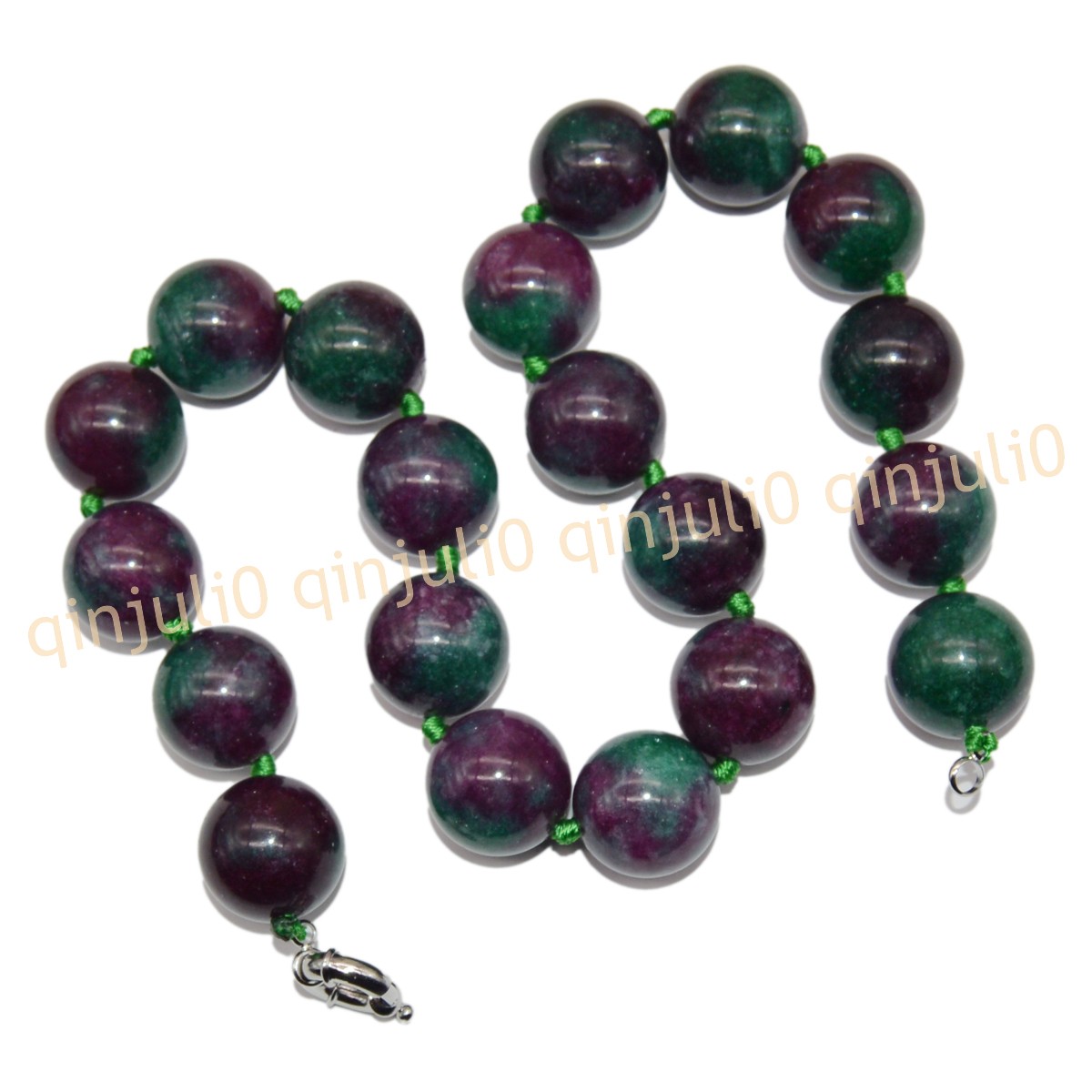 Huge 20mm Natural Green Red Zoisite Gemstone Round Beads Necklace 16-36 inches