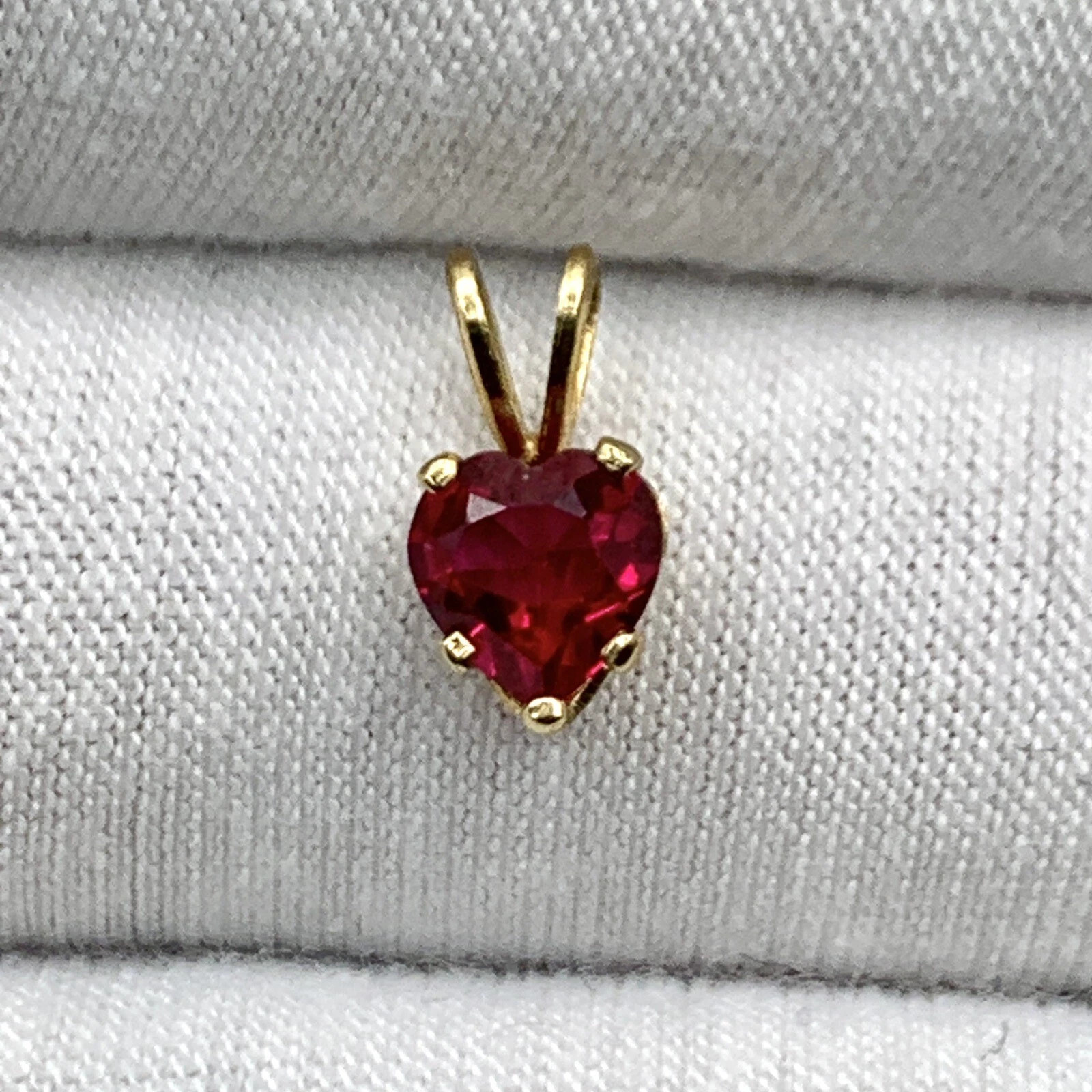 Lab Created Red Ruby 2Ct Heart Cut 14K Yellow Gold Plated Women’s Heart Pendant
