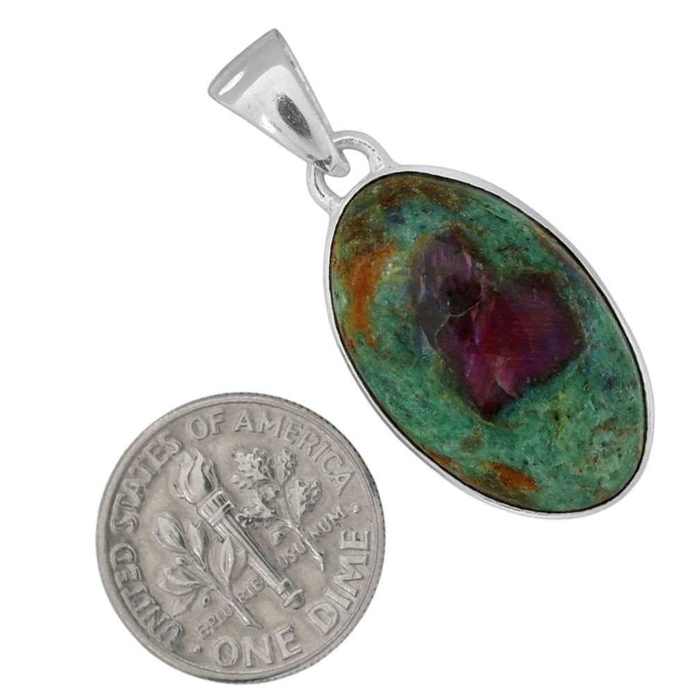 Ruby-In-Fuchsite 925 Silver Plated Pendant Jewelry WP64-10005