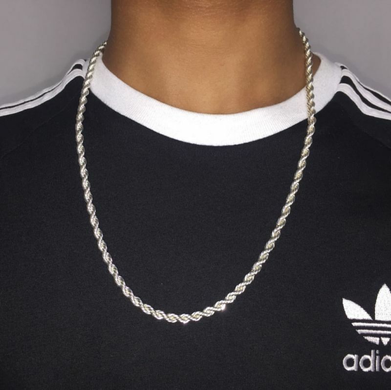 925 STERLING SILVER 3MM thick ROPE chain 22″ necklace men women female man