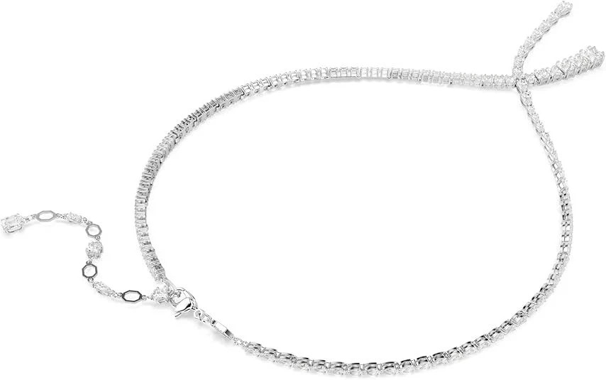 Swarovski Matrix Y Necklace Clear Crystal Rhodium Finish Jewelry