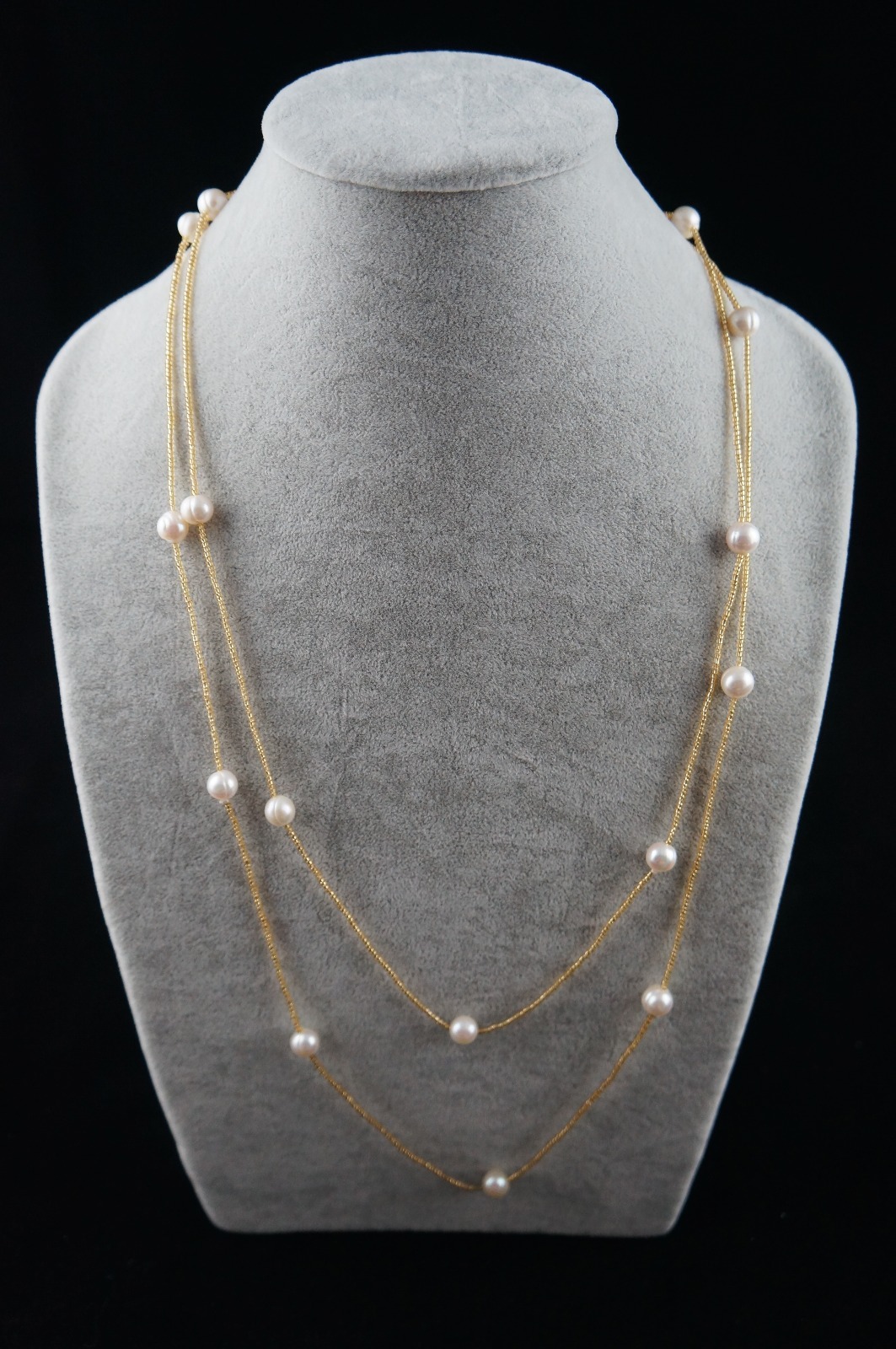 Dr. Pearl 48″ long 6-7 mm Baroque White Pearl Necklace
