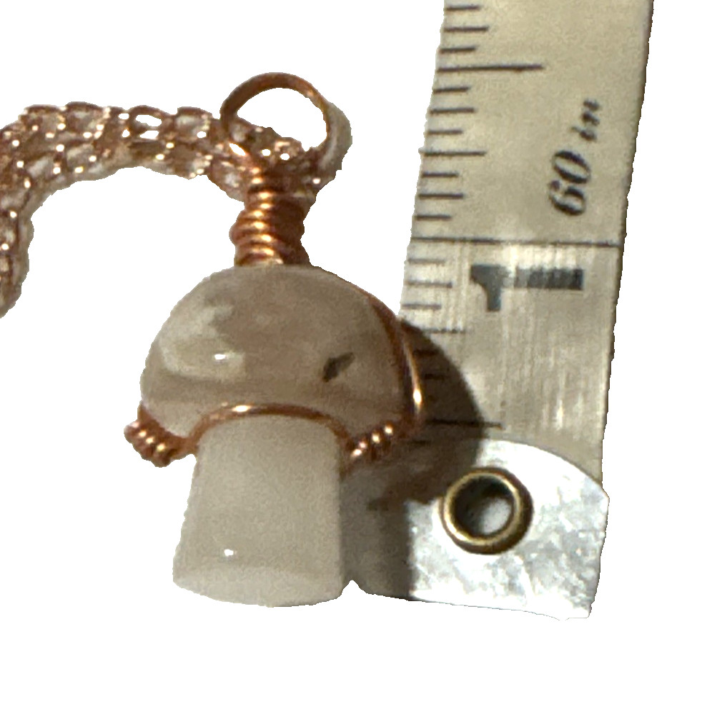 Mushroom Agate Pendant Necklace Jewelry Rose Gold Tone 24″ Chain Genuine Stone