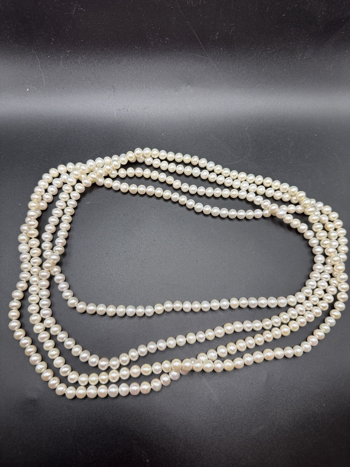 SUPER LONG 100 INCH NATURAL WHITE FRESHWATER REAL PEARL NECKLACES 7-8MM