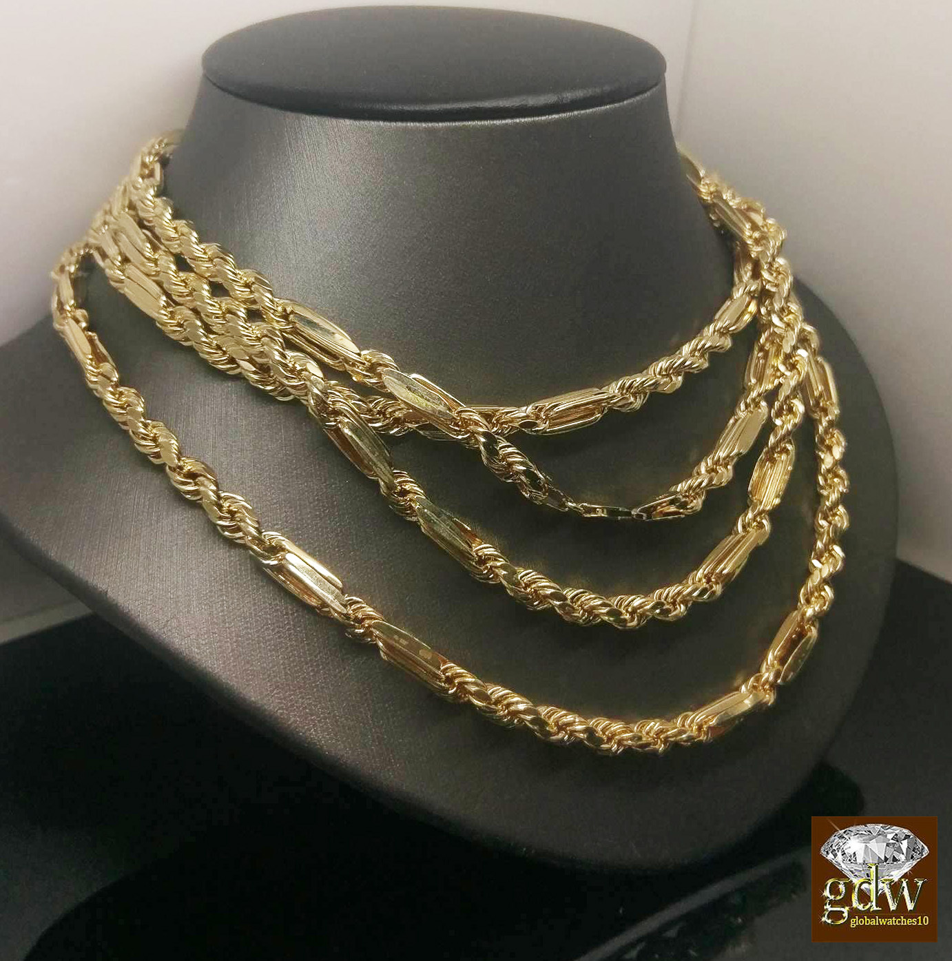Real 10k Yellow Gold Milano Rope Chain end Necklace 6mm 22″