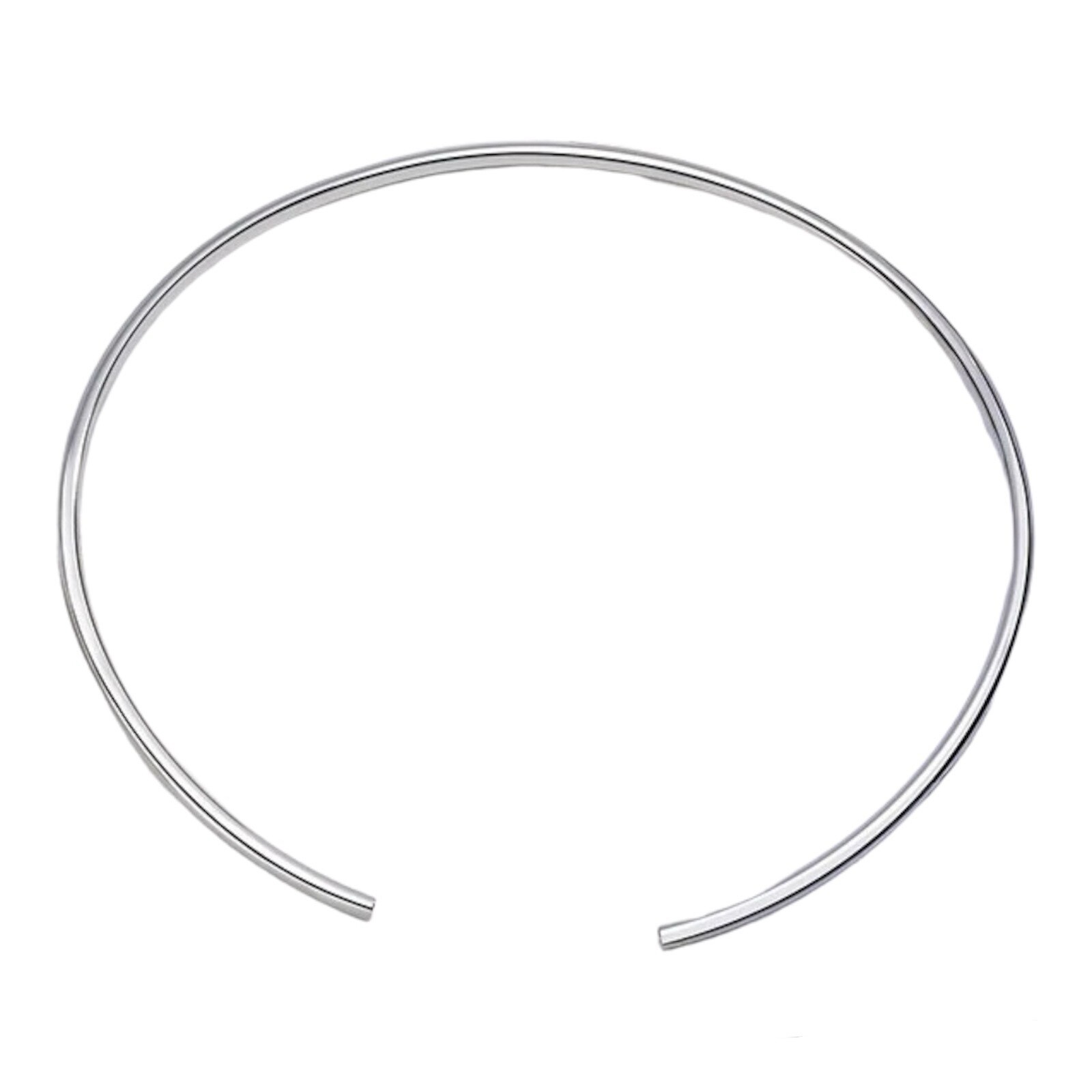 ZARD Solid Flat Choker Slider Open Collar in Silver Plating