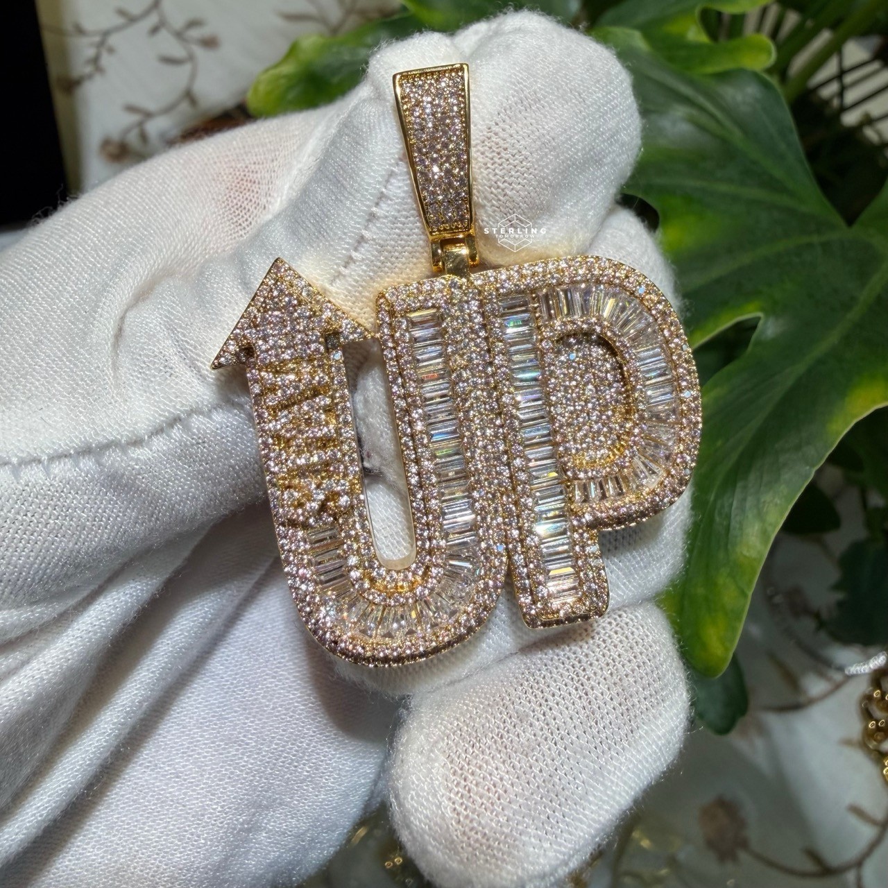 14k Gold Plated STAY UP Word Pendant Streetwear Bling AntiTarnish Rope Chain