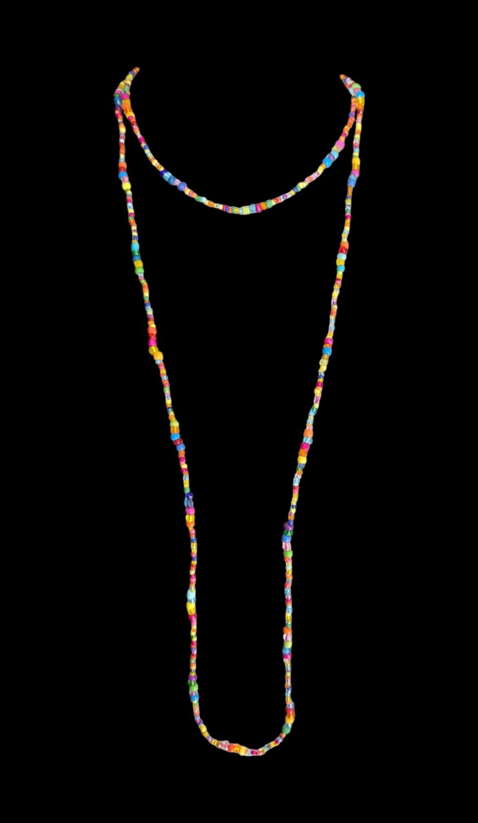 Handmade Colorful Glass Seed Love Bead Hippie Boho Long Wrap Necklace 48″