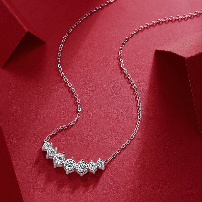 2.5mm 3mm 4mm Round Cut Moissanite Chain Necklace Solid 925 Sterling Silver 18”