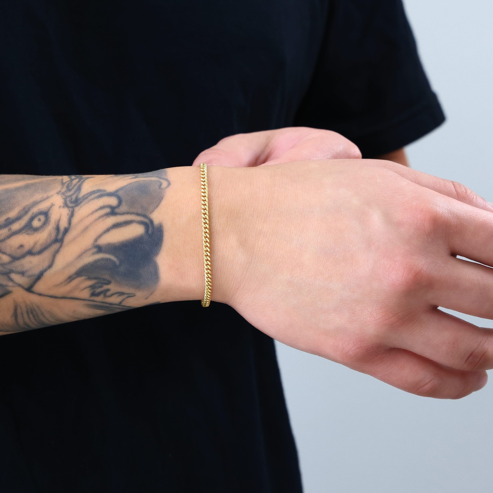 10K Yellow Gold 3mm Miami Cuban Link Chain Bracelet Men Women 7″ 7.5″ 8″ 8.5″ 9″