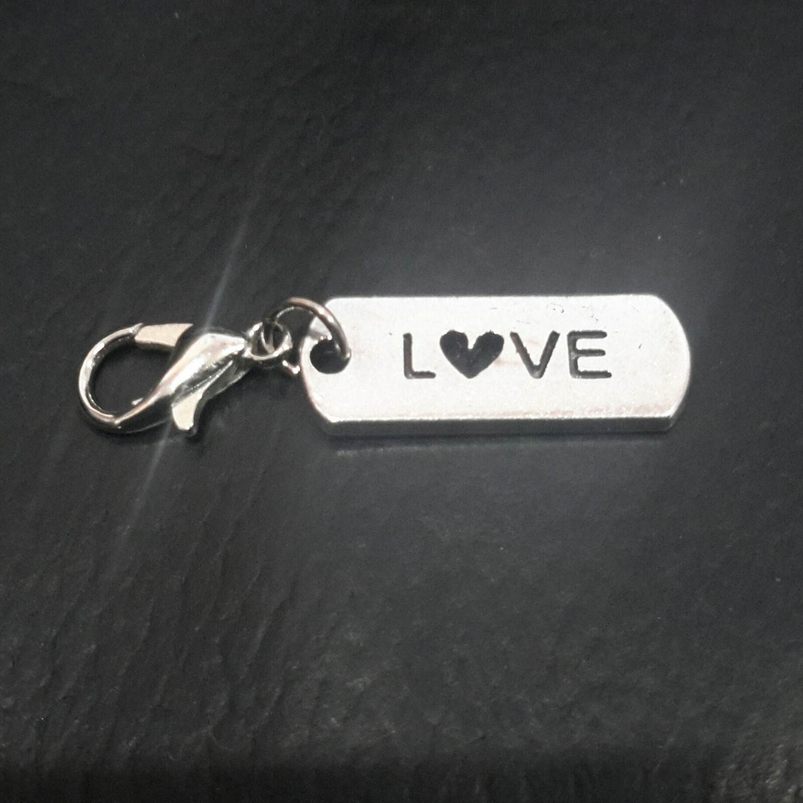 Tibetan Style Pendant , Love, 8x21x2mm, 5 pce,Antique Silver, Free Post