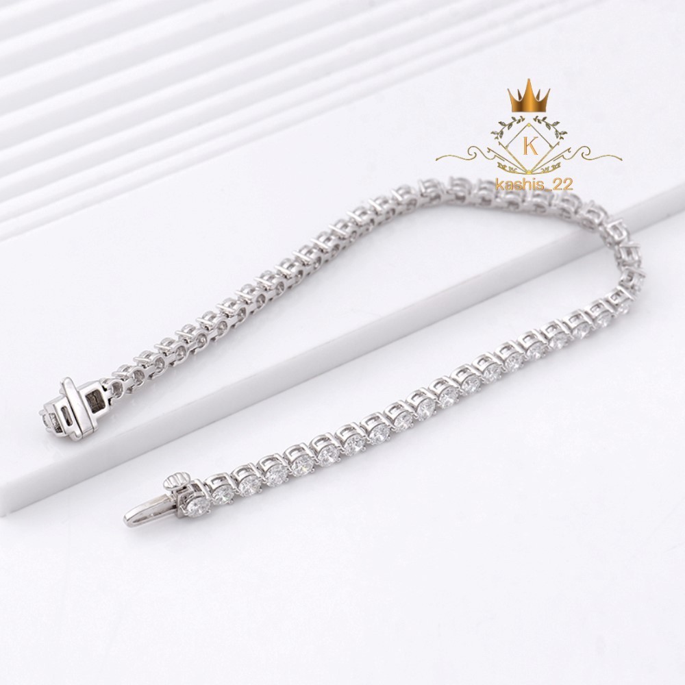 7 ‘Inch Long Tennis Wedding Bracelet Solid 14K White Gold 6 CT Round Cut For Her