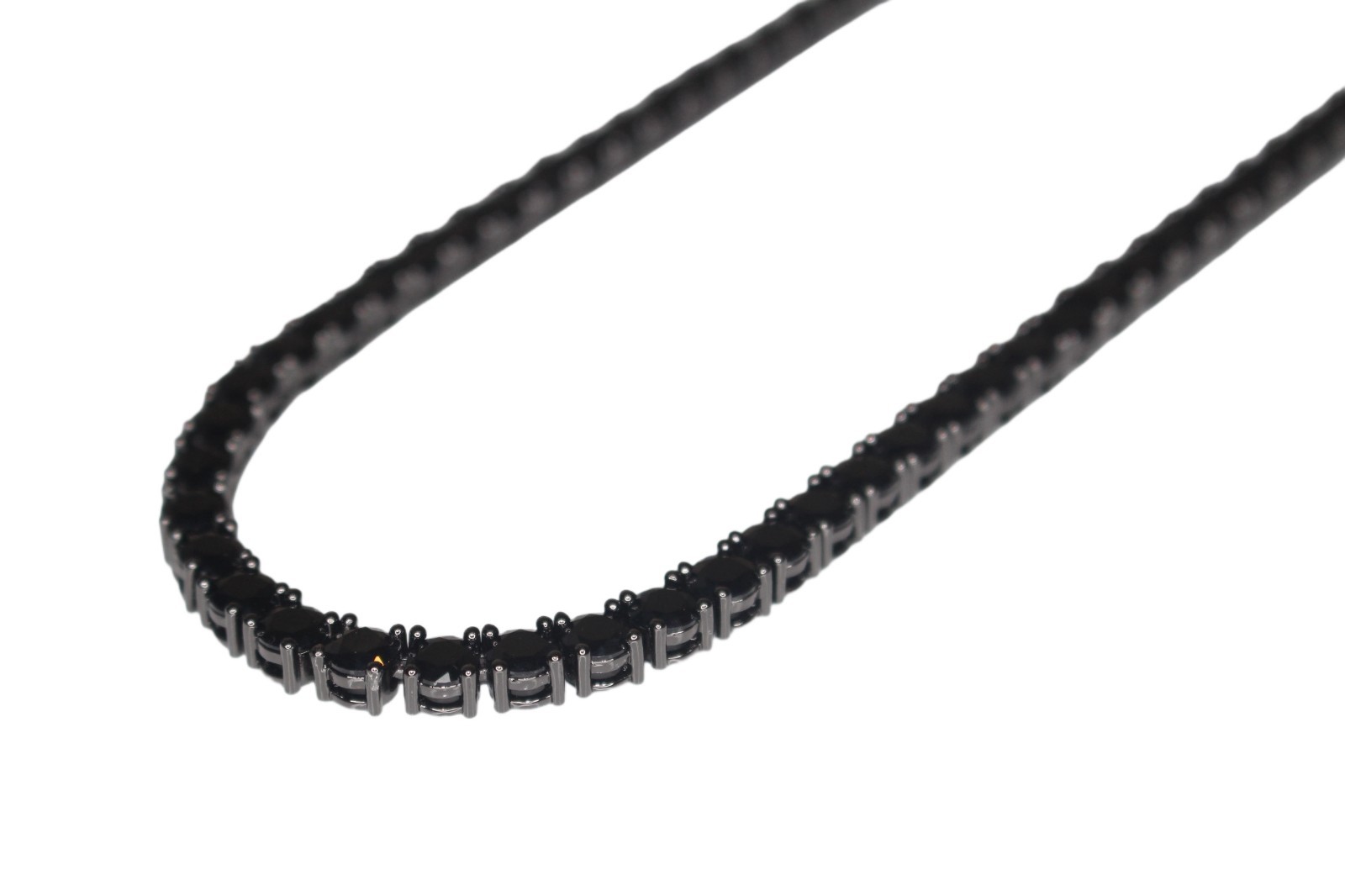5mm ONYX BLACK Diamond 60ctw Lab Sim VVS1 Tennis Chain Necklace PVD 50g+ HEAVY